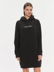 Calvin Klein Sukienka dzianinowa Hero Logo Hoodie Dress K20K206897 Czarny Regular Fit. Czarne sukienki damskie CALVIN KLEIN, xxs, bez wzorów, z bawełny, bez kołnierzyka, bez ramiączek. Za 399.99 zł.