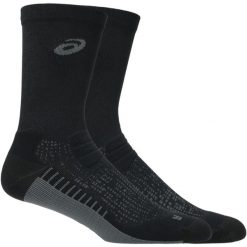 Skarpetki sportowe dla dorosłych Performance Run Crew Sock. Czarne skarpetki damskie Asics, bez wzorów, z elastanu. Za 89.99 zł.