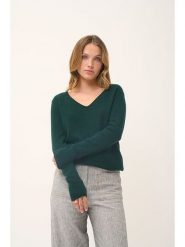 Just Cashmere Kaszmirowy sweter "Joan" w kolorze ciemnozielonym rozmiar: XL. Zielone swetry klasyczne damskie Just Cashmere, xl, z kaszmiru, bez kołnierzyka. Za 382.89 zł.
