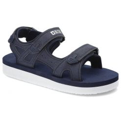 Granatowe Sandały Big Star Lekkie Buty Na Lato. Niebieskie sandały damskie Big Star, bez wzorów, ze skóry ekologicznej, bez obcasa. Za 139.00 zł.