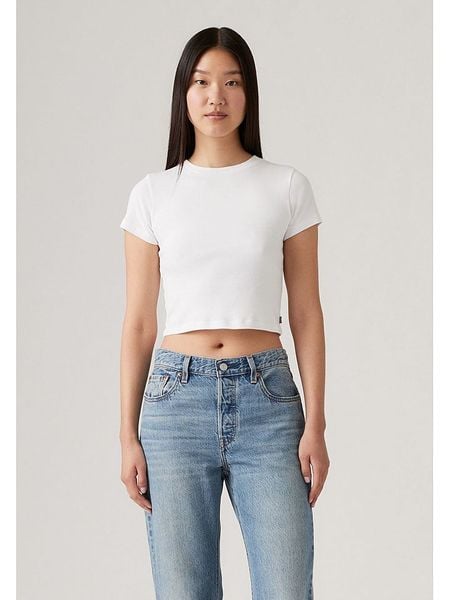 Levi's Koszulka w kolorze białym rozmiar: S. Białe bluzki damskie Levi's, s, bez wzorów, z bawełny, bez kołnierzyka. Za 43.99 zł.