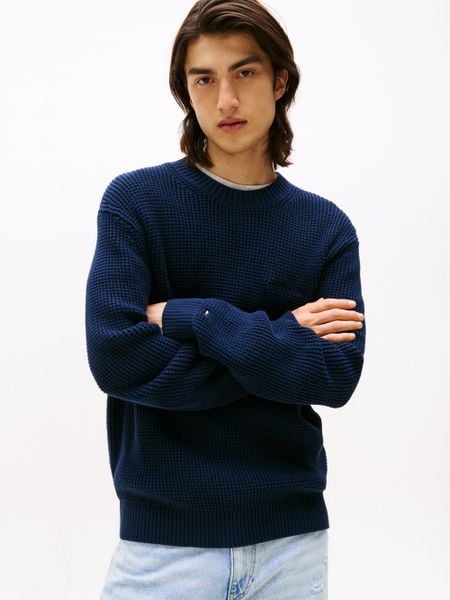 Tommy Jeans sweter z dzianiny Mężczyźni Bawełna niebieski, XXL. Niebieskie swetry męskie Tommy Jeans, m, bez wzorów, z bawełny, bez kołnierzyka. Za 379.95 zł.