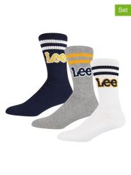 LEE Underwear Skarpety (3 pary) "Erskine" w kolorze białym, szarym i czarnym rozmiar: 43-46. Białe skarpetki męskie LEE Underwear, bez wzorów. Za 39.12 zł.