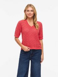 Vila Sweter "Visava" w kolorze różowym rozmiar: XL. Różowe swetry klasyczne damskie Vila, xl, z bawełny, bez kołnierzyka. Za 97.05 zł.