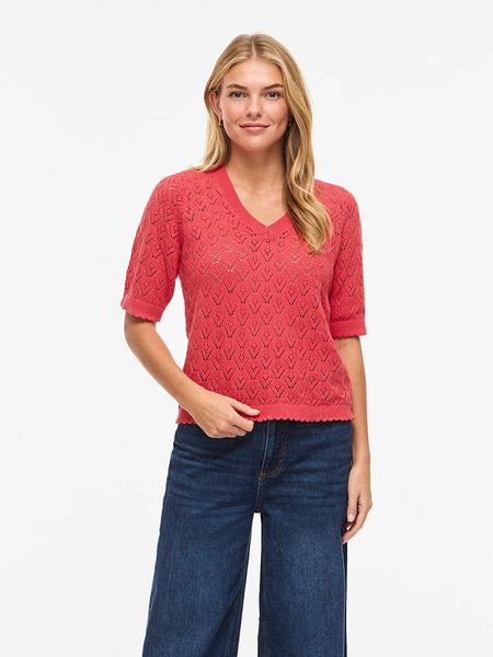 Vila Sweter "Visava" w kolorze różowym rozmiar: M. Różowe swetry klasyczne damskie Vila, m, z bawełny, bez kołnierzyka. Za 84.21 zł.