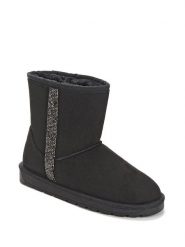 ISLAND BOOT Botki zimowe "Reine Glitter" w kolorze czarnym rozmiar: 38. Czarne botki damskie Island Boot, na zimę, z materiału, z okrągłym noskiem, bez obcasa, bez zapięcia. Za 140.86 zł.