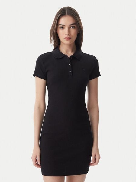 Tommy Jeans Sukienka codzienna DW0DW22852 Czarny Slim Fit. Czarne sukienki damskie Tommy Jeans, na co dzień, m, bez wzorów, z bawełny, bez kołnierzyka, bez ramiączek, proste. Za 289.99 zł.