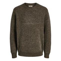 Sweter Jack & Jones Rollie dziany czekoladowy labrador. Brązowe swetry męskie Jack&Jones, bez wzorów, bez kołnierzyka. Za 211.46 zł.