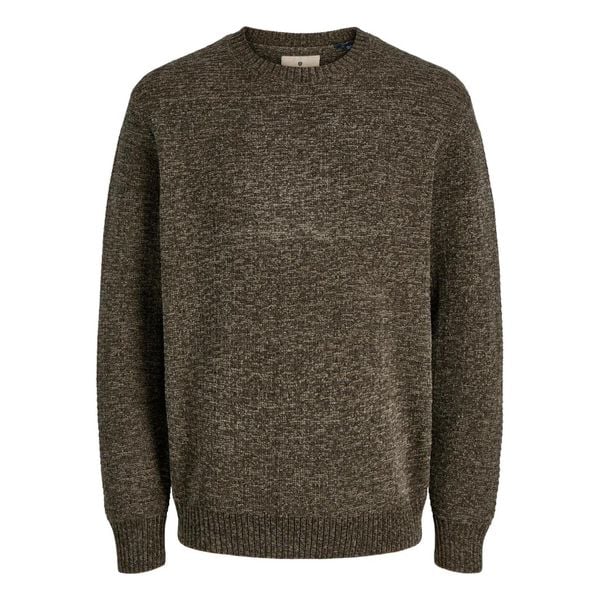 Sweter Jack & Jones Rollie dziany czekoladowy labrador. Brązowe swetry męskie Jack&Jones, bez wzorów, bez kołnierzyka. Za 211.46 zł.