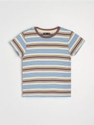 Bawełniana koszulka w paski - brązowy. Brązowe t-shirty damskie Sinsay, l, bez wzorów, z bawełny, bez kołnierzyka. Za 25.99 zł.