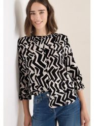 Cecil Bluzka w kolorze czarno-białym rozmiar: L. Białe bluzki damskie Cecil, l, bez wzorów, z wiskozy, bez kołnierzyka, bez ramiączek. Za 121.80 zł.