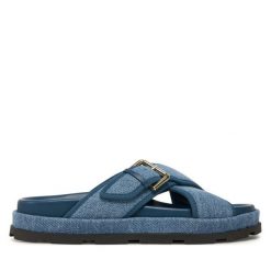 Klapki Pollini. Niebieskie klapki damskie Pollini, bez wzorów, bez obcasa. Za 1,189.00 zł.