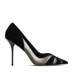 Szpilki Eva Minge. Czarne szpilki Eva Minge, bez wzorów, bez obcasa. Za 429.99 zł.