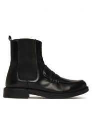 Pollini Sztyblety SA21143G0NTP0000 Czarny. Czarne botki damskie Pollini, ze skóry, bez obcasa, na płaskiej podeszwie, bez zapięcia. Za 1,349.00 zł.