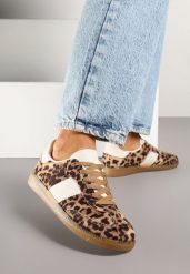Panterkowe Sneakersy Tenisówki w Kultowym Stylu Neolithaen. Trampki i tenisówki damskie Renee, bez wzorów, z jeansu. Za 74.99 zł.