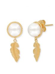 Engelsrufer Pozłacane kolczyki-wkrętki "Glory Feather" z perłami rozmiar: onesize. Białe kolczyki damskie Engelsrufer, z perłą, pozłacane. Za 196.24 zł.