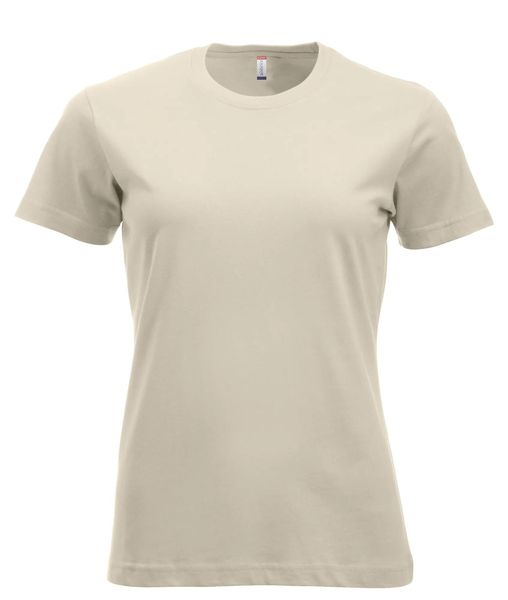 Clique New Classic-T Women T-shirt z bawełny, krój contemporary – light khaki. Zielone t-shirty damskie CLIQUE, s, bez wzorów, z bawełny, bez kołnierzyka. Za 104.58 zł.