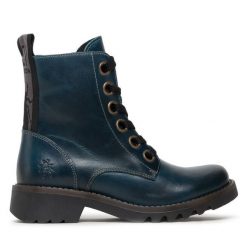 Botki Fly London. Niebieskie botki damskie Fly London, bez obcasa, na płaskiej podeszwie, bez zapięcia. Za 469.99 zł.