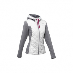 Sweter turystyczny NH500 Hybrid damski. Szare swetry klasyczne damskie QUECHUA, l, z materiału, bez kołnierzyka. Za 99.99 zł.