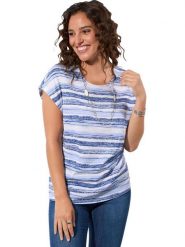 WITT WEIDEN Koszulka w kolorze niebiesko-białym rozmiar: 48. Niebieskie bluzki damskie WITT WEIDEN, bez wzorów, bez kołnierzyka, bez ramiączek. Za 43.99 zł.