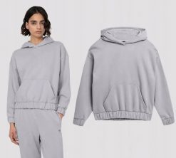 BLUZA DAMSKA 4F DRESOWA Z KAPTUREM NIEROZPINANA TSWSF255 S KOLOR SZARY. Szare bluzy sportowe damskie 4f, l, bez wzorów, z bawełny, bez ramiączek, z kapturem. Za 59.90 zł.