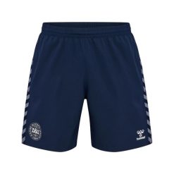 Krótkie szkolenie Dania 2022/23. Niebieskie szorty sportowe męskie HUMMEL, l, z materiału, na fitness i siłownię. Za 213.50 zł.