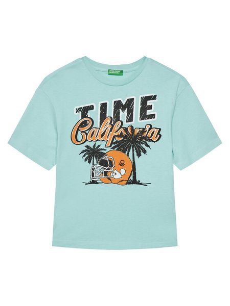United Colors Of Benetton T-Shirt 3I1XC10O4 Niebieski Regular Fit. Niebieskie t-shirty chłopięce United Colors Of Benetton, bez wzorów, z bawełny, bez ramiączek. Za 29.99 zł.