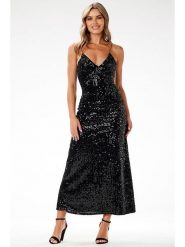 Awama Sukienka w kolorze czarnym rozmiar: M. Czarne sukienki damskie Awama, m, bez wzorów, bez kołnierzyka, bez ramiączek, maxi. Za 154.99 zł.