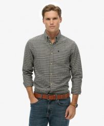 Superdry Koszula Premium Check Oxford z 100% bawełny organicznej — Charcoal. Szare koszule damskie Superdry., l, bez wzorów, z bawełny, bez kołnierzyka, bez ramiączek. Za 279.65 zł.