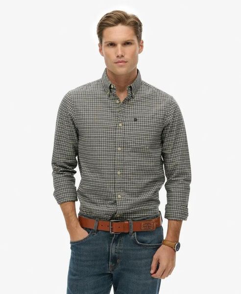Superdry Koszula Premium Check Oxford z 100% bawełny organicznej — Charcoal. Szare koszule damskie Superdry., l, bez wzorów, z bawełny, bez kołnierzyka, bez ramiączek. Za 280.80 zł.