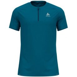 Koszulka do biegania męska Odlo T-shirt z zamkiem 1/2 zip AXALP TRAI. Niebieskie bielizna termoaktywna męska Odlo, m, bez wzorów, bez kołnierzyka. W wyprzedaży za 169.99 zł.