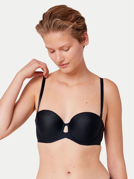 Triumph Biustonosz bardotka Pure Micro 10217872 Czarny. Czarne biustonosze Triumph, bez wzorów, z syntetyku. Za 99.99 zł.