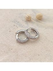 Atelier MIU Pozłacane kolczyki-kreole z cyrkoniami rozmiar: onesize. Szare kolczyki damskie atelier MIU, z cyrkonią, pozłacane. Za 78.66 zł.