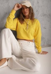 Żółta Bluza z Bawełną ze Ściągaczami przy Rękawach i w Pasie Alberia. Żółte bluzy bez kaptura damskie Renee, l, z bawełny. Za 39.99 zł.