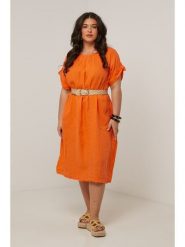 Curvy Lady Lniana sukienka w kolorze pomarańczowym rozmiar: 48/50. Pomarańczowe sukienki damskie Curvy Lady, na co dzień, bez wzorów, ze lnu, klasyczne, bez kołnierzyka, bez ramiączek, midi, proste. Za 175.67 zł.
