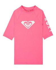 Koszulka dziewczęca z filtrem UV WHOLE HEARTED z krótkim rękawem. Czerwone koszulki dziewczęce Roxy, bez wzorów, z elastanu, bez ramiączek. Za 122.93 zł.