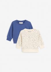 Bluza niemowlęca z bawełny organicznej (2 szt.). Niebieskie bluzy i bluzki niemowlęce bonprix, bez wzorów, z bawełny, bez ramiączek, bez kaptura. Za 79.99 zł.