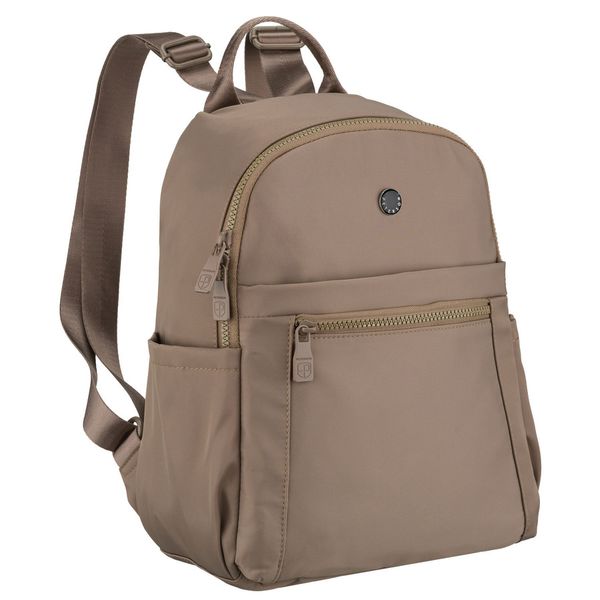 Beżowy plecak damski wykonany z poliestru, zawieszony na regulowanych szelkach - Peterson. Brązowe plecaki damskie Peterson, bez wzorów. Za 79.99 zł.