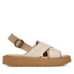 Sandały EMU Australia. Białe sandały damskie Emu Australia, bez wzorów, bez obcasa, na płaskiej podeszwie. Za 429.99 zł.