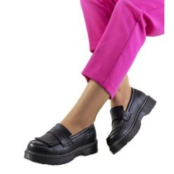 Czarne półbuty Big Star II274100. Czarne półbuty damskie bez wzorów, z gumy, eleganckie, bez obcasa. Za 270.95 zł.