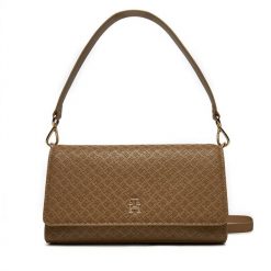 Torebka Tommy Hilfiger. Brązowe torebki klasyczne damskie Tommy Hilfiger, bez wzorów, bez dodatków. Za 399.99 zł.