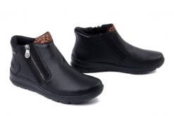 RIEKER TEX Z0059-00 black, botki damskie. Czarne botki damskie Rieker, z gumy, bez obcasa, bez zapięcia. Za 379.90 zł.