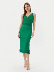 Simona Corsellini Sukienka koktajlowa P25CPAB02001 Zielony Slim Fit. Zielone sukienki damskie SIMONA CORSELLINI, bez wzorów, z wiskozy, wizytowe, bez kołnierzyka, bez ramiączek. Za 899.99 zł.