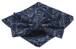 Mucha Męska z Poszetką - Alties - Granatowa w Orientalny Wzór. Niebieskie krawaty i muchy męskie Alties, bez wzorów, eleganckie. Za 54.00 zł.