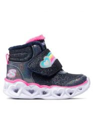 Skechers Kozaki Brilliant Rainbow 302669N/NVPK Granatowy. Niebieskie kozaki dziewczęce Skechers, bez wzorów, ze skóry, bez obcasa. Za 259.99 zł.