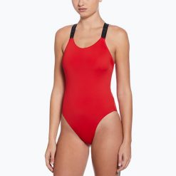 Strój pływacki jednoczęściowy damski Nike Hydralock Fusion. Czerwone stroje jednoczęściowe damskie Nike, bez wzorów. Za 259.99 zł.