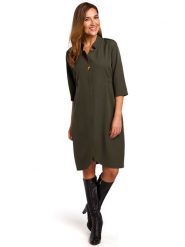 Stylove Sukienka w kolorze oliwkowym rozmiar: L. Brązowe sukienki damskie Stylove, na co dzień, l, bez wzorów, bez kołnierzyka, bez ramiączek, midi, proste. Za 316.24 zł.
