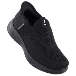 Półbuty sportowe damskie slip on czarne Potocki BK01312. Czarne półbuty damskie POTOCKI, bez wzorów, z tkaniny, sportowe, bez obcasa. Za 129.99 zł.