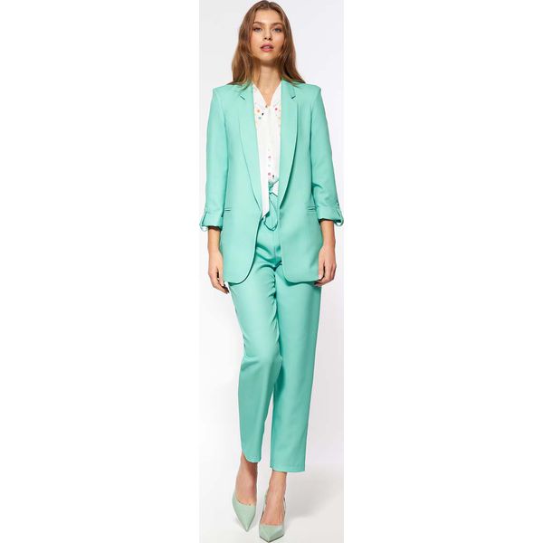 Marynarka z Podpinanymi Rękawami - Seledynowa. Zielone marynarki i żakiety damskie Nife, s, bez wzorów, z elastanu. Za 229.90 zł.