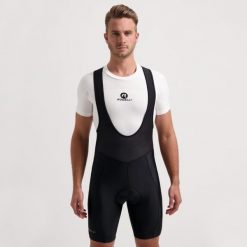 Spodenki rowerowe męskie Rogelli ECON, na szelkach. Czarne szorty męskie Rogelli, bez wzorów, sportowe. Za 190.50 zł.